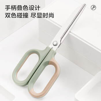 纽赛（NUSIGN）180mm大号省力剪刀不锈钢刀刃包胶手柄低摩擦转轴厨房家用办公安全剪刀弧形3C数码