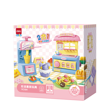 得力冰淇淋面条二合一彩泥机18色套装橡皮泥超轻粘土玩具男孩女孩手工DIY黏土儿童生日开学文具