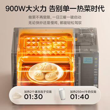 美的（Midea）微碳系列微波炉家用微烤一体机不锈钢内胆一级能效平板25升解冻解热PC23M8