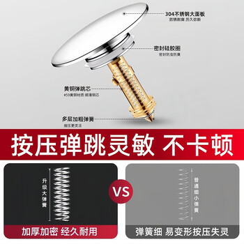 佳立方洗手盆漏水塞防臭弹跳下水器铜芯卫生间不锈钢过滤网防堵防虫水池