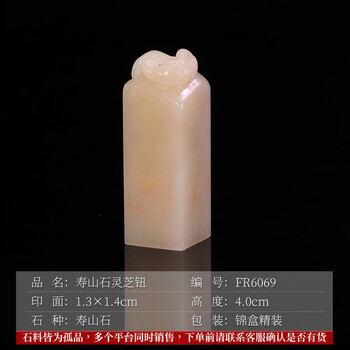 唐物【寿山石】 芙蓉氷凍石 龍鈕 印材印章 高6.4㎝ 重49g／箱付 美品！ 寿山石——芙蓉石游龙戏珠精品印章