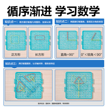 得力（deli）双面钉子板小学一至五年级认识图形教材同步角的学习彩色皮筋几何图形板教材同步生日礼物男女孩