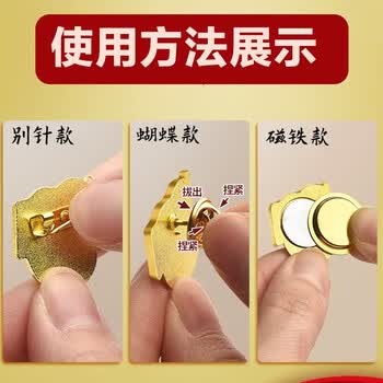 欧唛（oumai）标准党徽 锌合金镀金 双磁扣 磁吸佩戴 党建用品 2枚装 党员活动必备 党员徽章