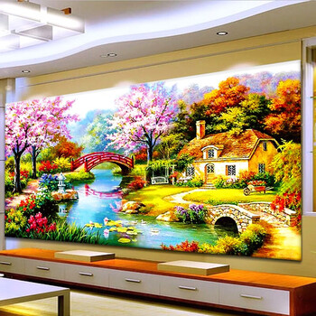 智汇 钻石画 满钻梦幻家园新款客厅卧室装饰画大幅油画风景点钻十字绣