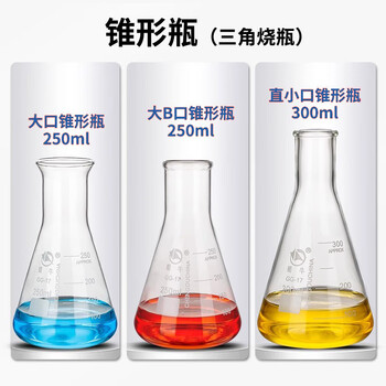 蜀牛 直小口锥形瓶玻璃烧杯三角烧瓶玻璃瓶平底烧瓶加厚实验室器材 直小口200ml