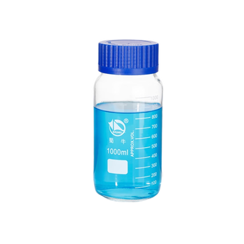 蜀牛GL80试剂瓶丝口透明广口玻璃瓶塑料蓝瓶盖实验器材样品瓶 广口1000ml(GL80)