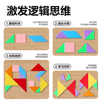 得力(deli)文具儿童12cm七巧板拼图 几何图形认知启蒙 幼儿园益智教学用具创意生日礼物