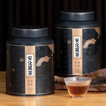 华源茶业 安化黑茶湖南特产茶叶金花茯茶自己喝500g茶叶礼盒装送礼