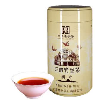 三鹤六堡茶黑茶润叶广西梧州特产伴手礼2022年陈化茶叶中华老字号200g