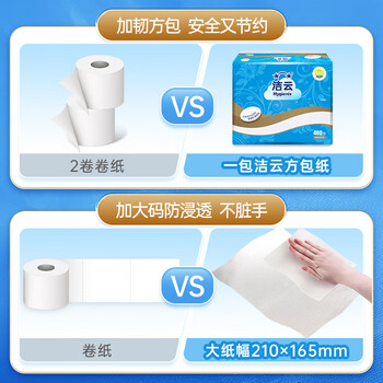 洁云加韧卫生纸400张(2层)*30包 抽纸厕纸替代卷纸 纸巾整箱 洁云加韧卫生纸400张(2层)*30包 抽纸厕纸替代卷纸 纸巾整箱