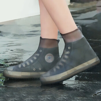 JAJALIN防雨鞋套男女士中筒雨鞋套防水防尘加厚雨天雨靴棕色XXL