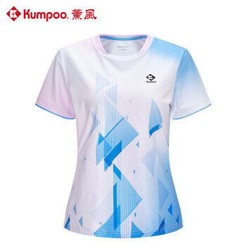 薰风（KUMPOO）羽毛球服短袖赛事系列速干透气训练比赛运动服KW-4206 女款粉色 L