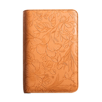 三木(SUNWOOD)  A5存单收纳册浮雕花纹拉链包理财纸币现金存钱本大容量票据收纳夹 聚宝棕 1666