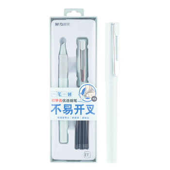 晨光（M&G）文具可换墨囊钢笔套装黑（钢笔*1+3.4口径墨囊*2）EF尖学生写字笔一笔一划HAFP1662蓝绿杆开学必备