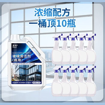 夏阳（XIAYANG）玻璃清洁剂2.5kg商用保洁清洁大楼室外窗户强力去污除水垢除水渍