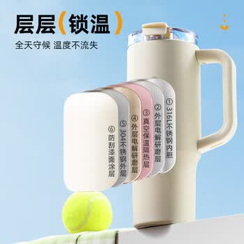 富光拾喜（FUGURNG BESTJOY）保温杯大容量冰霸杯保冷杯316L不锈钢带把手双饮1000ml车载水杯