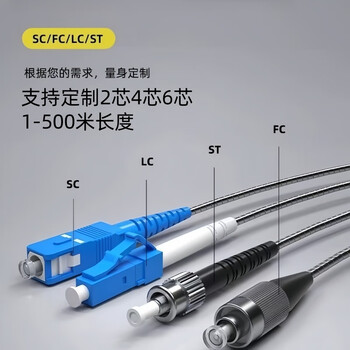 普联光迅 电信级室外野战光缆单模尾缆 户外基站拉远防鼠咬铠装光纤跳线成品光钎线 单模双芯 FC-FC 35米