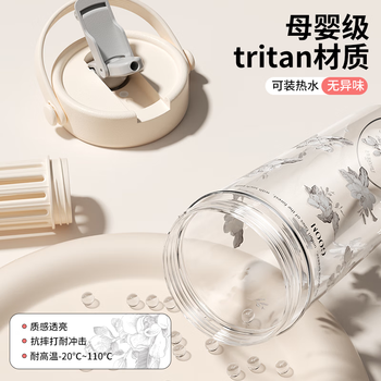 GOOMGOOM 艺术手绘水杯 高颜值便携吸管杯茶水分离塑料水杯 青绯粉 600ml