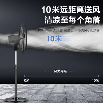 美的工业电风扇/飓风落地扇/空气通风金属扇/牛角扇/立式电风扇/大风力宿舍扇【金属铝片】 FES45-20A