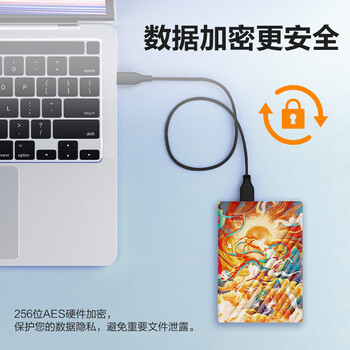 西部数据（WD）移动硬盘2TB USB3.0 2.5英寸 机械硬盘 笔记本电脑外接 加密备份 大容量存储 彩绘定制款鹿踏祥云