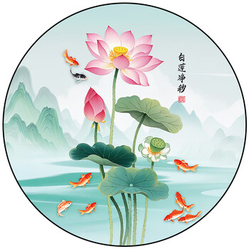 金色荷花九鱼图价格报价行情- 京东