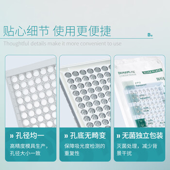 比克曼生物（BKMAM）酶标板96孔微孔板测荧光平底带盖可拆高吸附TC处理独立包装 【酶标板】透明8*F12连