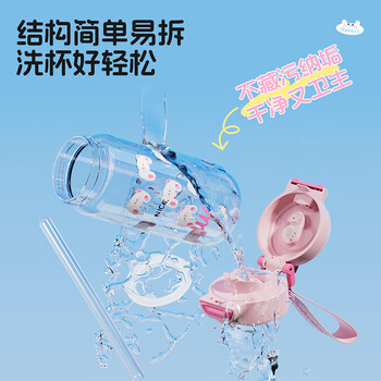 炊大皇玻璃水杯女生高颜值大容量高硼硅耐热防爆耐高温530ml（粉兔子）