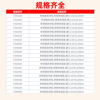 欣维尔 单颈圆底球瓶实验室厚壁高强度硼硅玻璃圆底磨口烧瓶耐高温球形蒸馏瓶 磨口:24/40,50ml F302450 欣维尔 单颈圆底球瓶实验室厚壁高强度硼硅玻璃圆底磨口烧瓶耐高温球形蒸馏瓶 磨口:24/40,50ml F302450