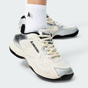 川崎（KAWASAKI）羽毛球鞋男女款透气减震抗扭运动鞋风行者C32023 米银灰39