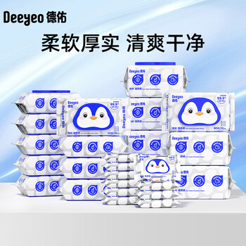 DEEYEO湿厕纸家庭版洁厕湿巾实惠装湿巾(纯水湿厕纸80片*4包