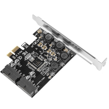 魔羯MOGE 台式机PCIE转4口USB3.0 19PIN扩展卡电脑内置四口USB 3.2 GE1转接卡HUB集线卡免供电 MC2000