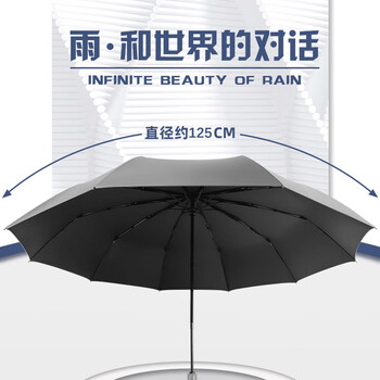 艾逸瑶选 朋克系列10骨加厚黑胶超大全自动晴雨伞 YS-1846 艾逸瑶选 朋克系列10骨加厚黑胶超大全自动晴雨伞 YS-1846