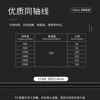 玖鼎新 Fakra Z型公转公连接线RG174 Fakra通用款射频转接线3米 JDX-FZS-89