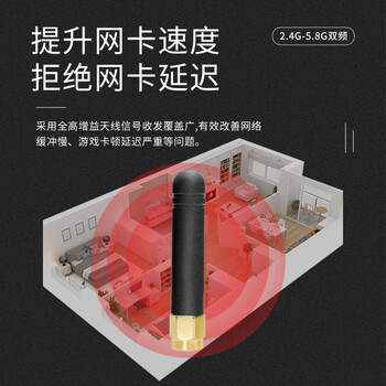 玖鼎新 2.4G/5.8G双频WIFI外置胶棒路由器全向天线11cm*φ10mm增益3DBI SMA公内针黑色折叠1个 JDX-JBTX061