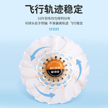 启傲(QIAO)鹅毛羽毛球训练级耐打鹅毛羽球AS15ew 12只装/筒 启傲(QIAO)鹅毛羽毛球训练级耐打鹅毛羽球AS15ew 12只装/筒