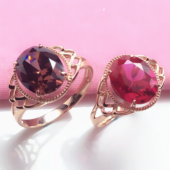 戒指14k玫瑰金女士宝石戒指送女朋友紫金新款戒指礼物 9码颜色备注