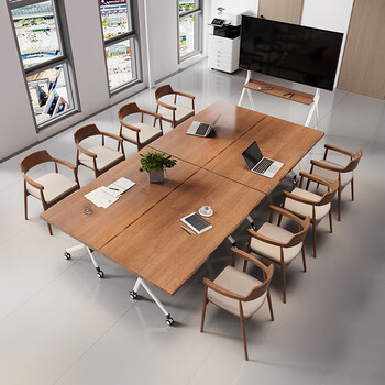 吉赠实木折叠会议桌现代简约可移动拼接培训桌会议室接待洽谈桌高级感