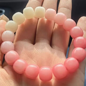 手链一对男女款仿菩提手串绕指柔渐变学生版冰透手持文玩手链 粉色