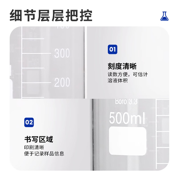 化科 玻璃烧杯带刻度量杯实验室生物化学小烧杯耐高温高硼硅玻璃水杯大烧杯低型 150ml，12只