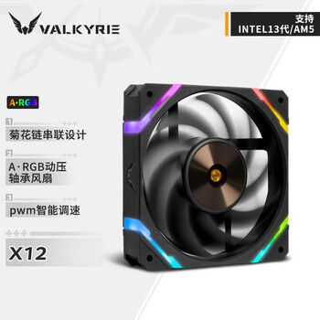 瓦尔基里(VALKYRIE)X12 VK FDB轴承 扇叶二次动平衡 易理线设计 12CM机箱风扇 4Pin PWM ARGB灯效 瓦尔基里(VALKYRIE)X12 VK FDB轴承 扇叶二次动平衡 易理线设计 12CM机箱风扇 4Pin PWM ARGB灯效
