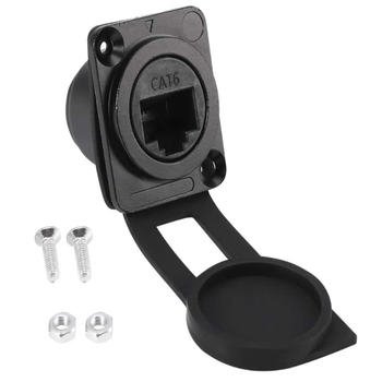 正鑫远 D型以太网网络网线数据信号连接器 网口直通面板母插座黑色DS-RJ45-CAT6A超六类母座