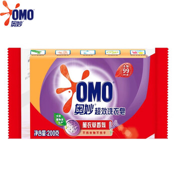 奥妙（OMO）薰衣草超效洗衣皂200G*1块 天然植物油+孔雀呈祥飞五常大米5kg