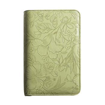 三木(SUNWOOD)  A5存单收纳册浮雕花纹拉链包理财纸币现金存钱本大容量票据收纳夹  招财绿 1666