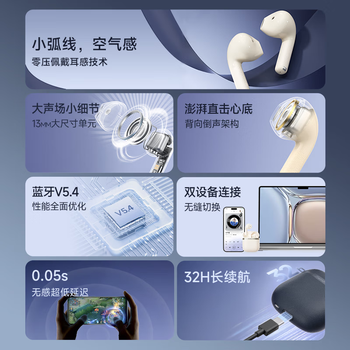漫步者（EDIFIER）Evo Air 真无线蓝牙耳机 半入耳式耳机 无线耳机 蓝牙5.4 适用苹果华为小米 贝母白