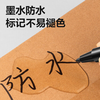 得力（deli）黑色双头0.5mm/1.2mm油性记号笔 办公物流快递会议签字笔马克笔 学生儿童美术勾线笔12支/盒P06824