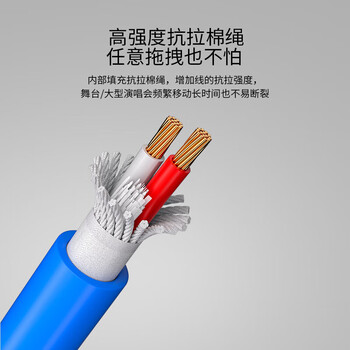 互宽 户外舞台音响线功放喇叭线音箱线纯铜EVJV2芯音频连接线 2芯2.5平方裸铜线*200根 哑光蓝10米