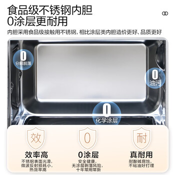 格兰仕微波炉一级能效变频家用烤箱微烤一体机光波炉新升级不锈钢内胆20LG80F20ESLV-QL(W0)