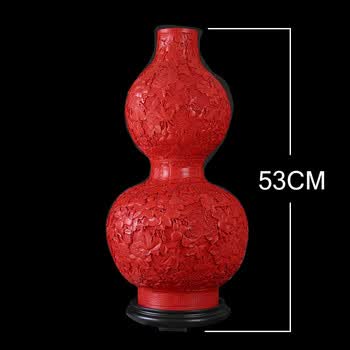 北京雕漆厂 / 中国美術 堆朱 彫漆 花瓶 赤色 漆器 骨董品 雕漆剔红品牌及商品- 京东