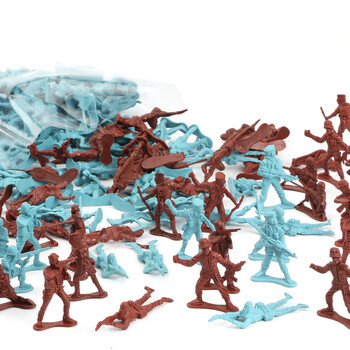 普特汇儿童男孩现代兵人军人士兵军事模型玩具二战塑料打仗小人 袋装5