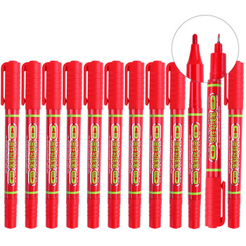 宝克（BAOKE）MP2915 粗细双头多用油性勾线笔记号笔 会议笔签字笔马克笔红色12支/盒